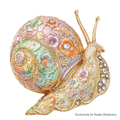 PENDRA Garden Snail Rhinestone Enamel Brooch