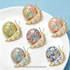 PENDRA Garden Snail Rhinestone Enamel Brooch