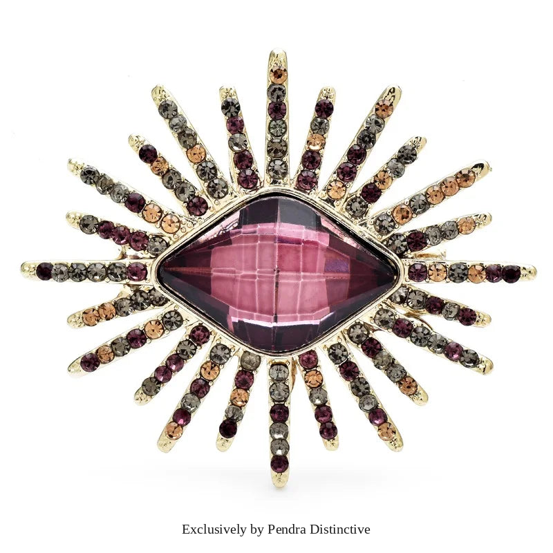 PENDRA Gaze Sparkling Crystal Eye Brooch