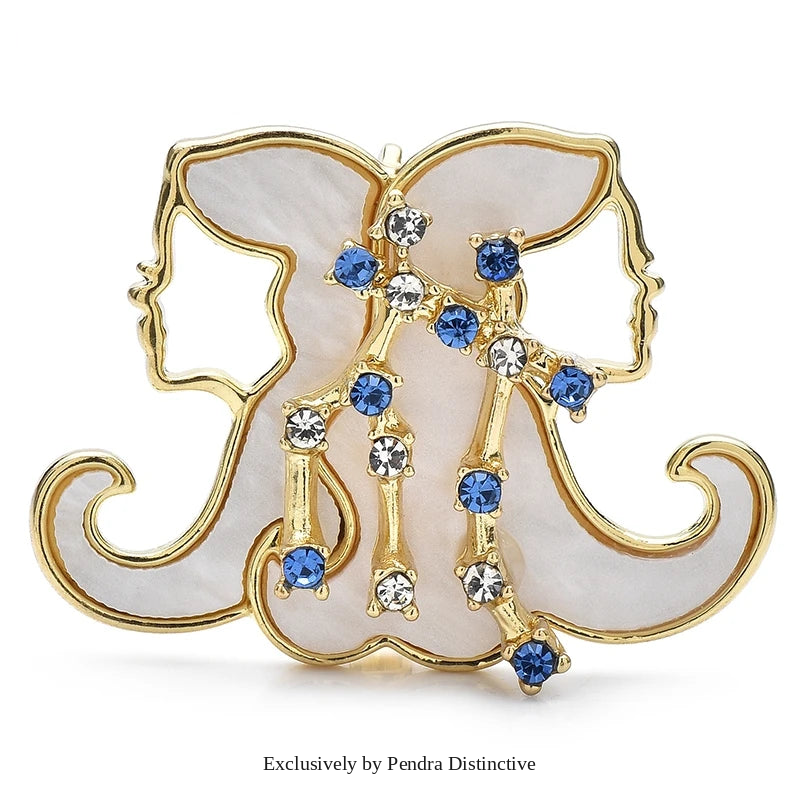 PENDRA Gemini Rhinestone Zodiac Star Brooch
