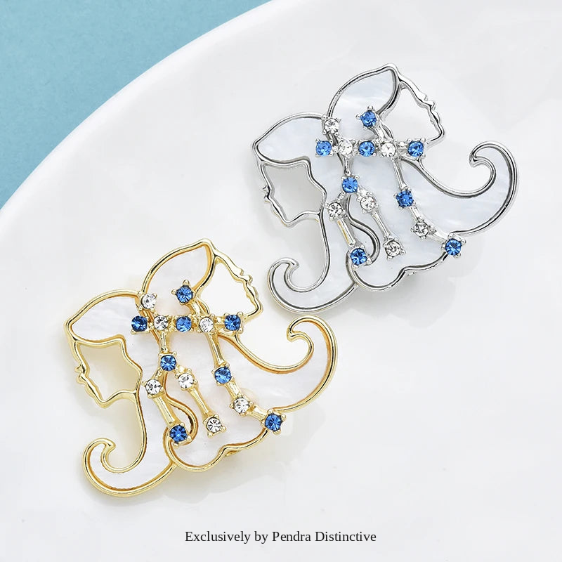 PENDRA Gemini Rhinestone Zodiac Star Brooch
