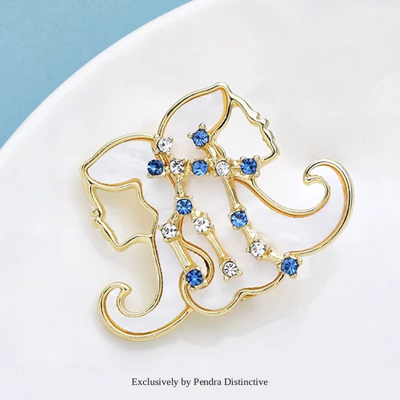 PENDRA Gemini Rhinestone Zodiac Star Brooch