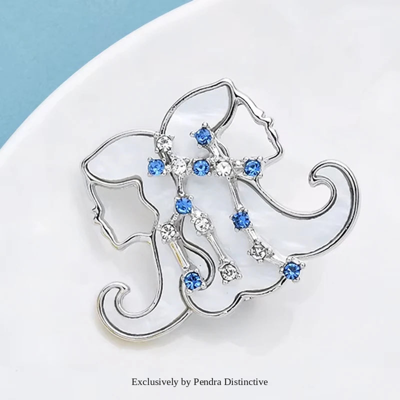 PENDRA Gemini Rhinestone Zodiac Star Brooch