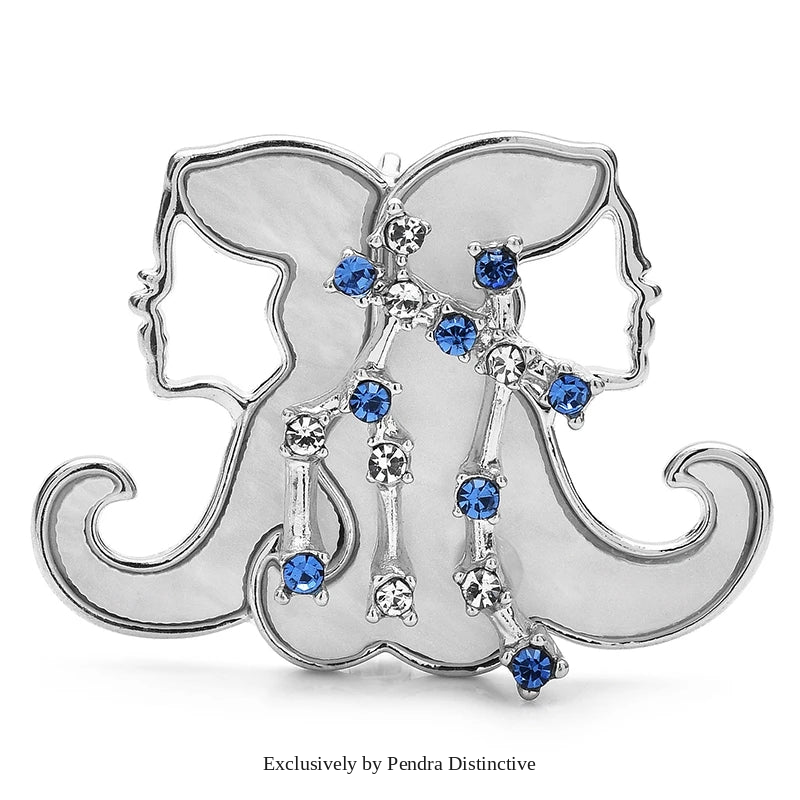 PENDRA Gemini Rhinestone Zodiac Star Brooch