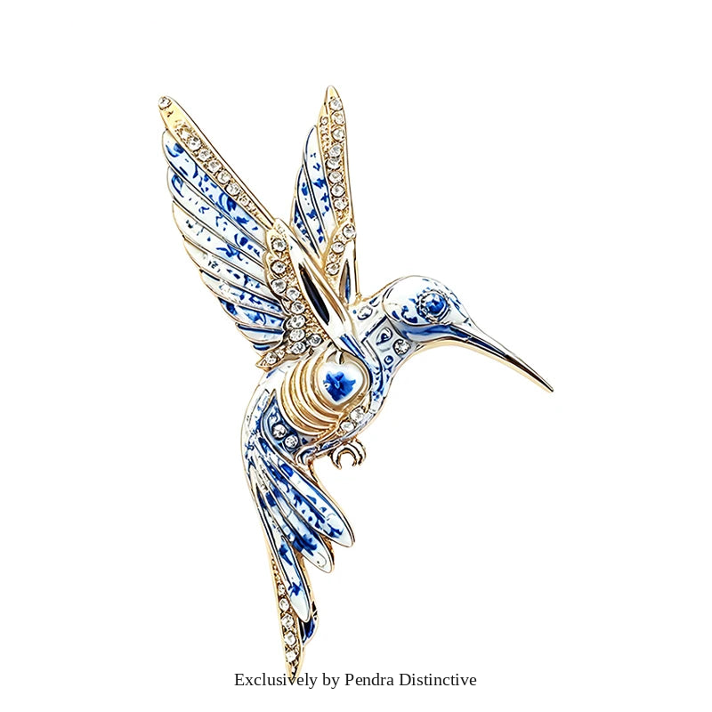 PENDRA Gemwing Rhinestone Hummingbird Brooch