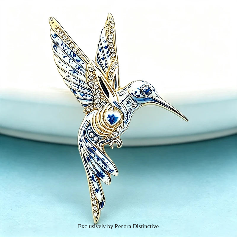 PENDRA Gemwing Rhinestone Hummingbird Brooch