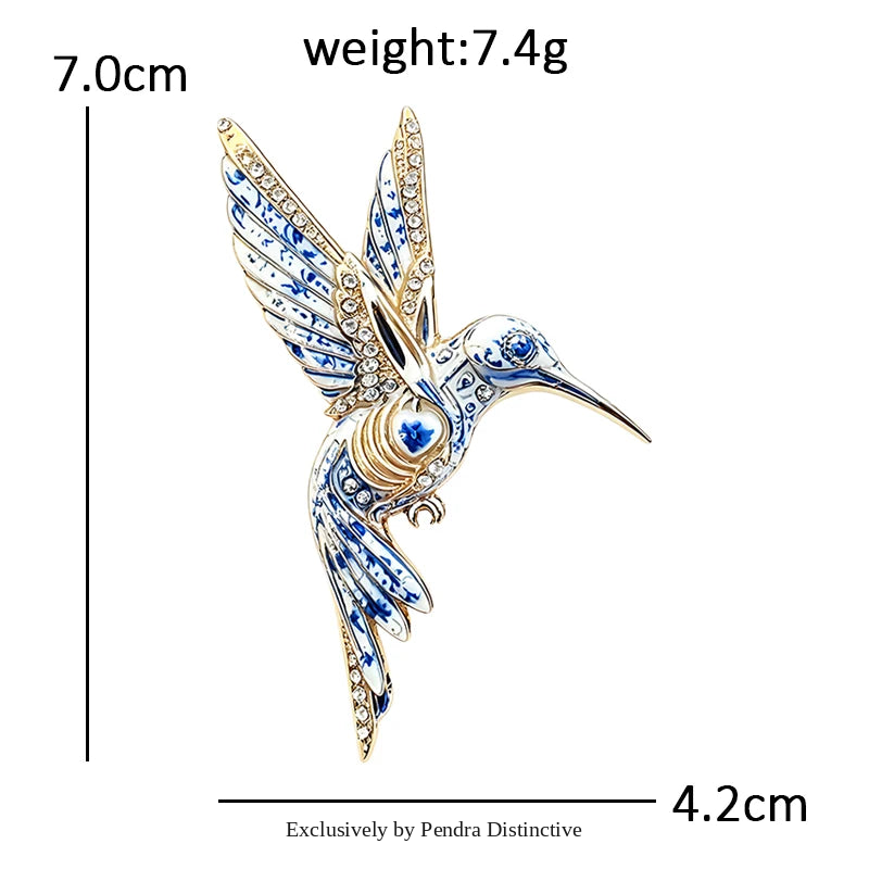 PENDRA Gemwing Rhinestone Hummingbird Brooch