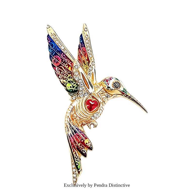 PENDRA Gemwing Rhinestone Hummingbird Brooch