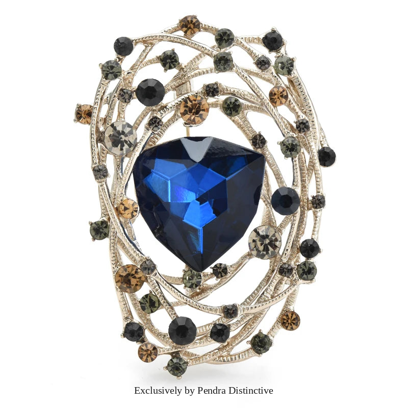 PENDRA Geometra Sparkling Crystal Geometric Brooch