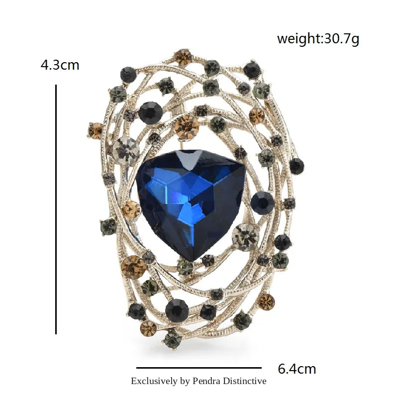 PENDRA Geometra Sparkling Crystal Geometric Brooch