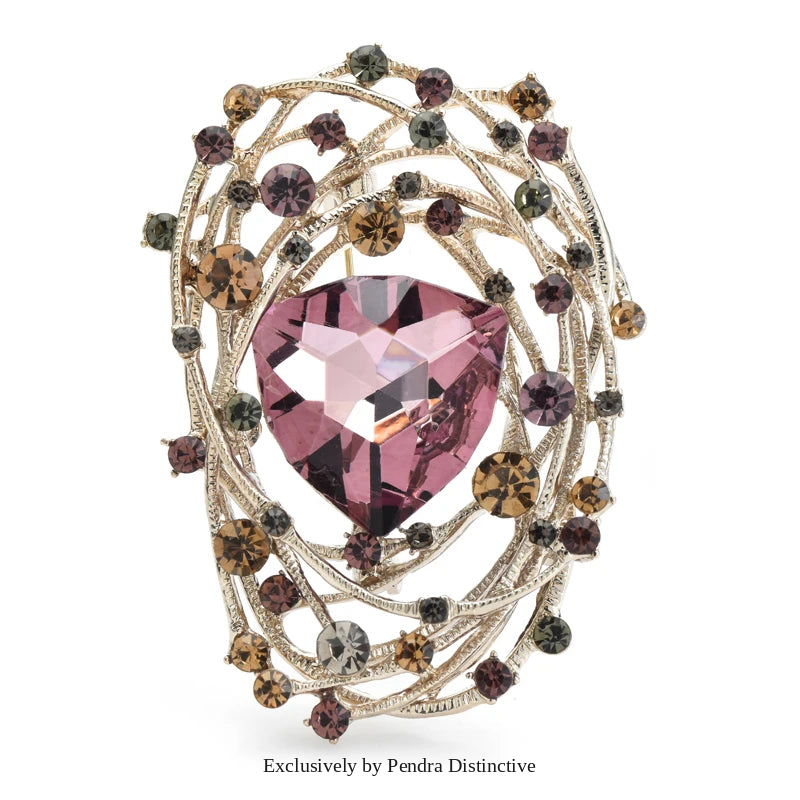 PENDRA Geometra Sparkling Crystal Geometric Brooch