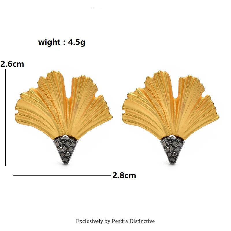 PENDRA Gingko Stud Ginkgo Leaf Earrings