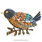 PENDRA Goldenwing Crystal Bird Brooch