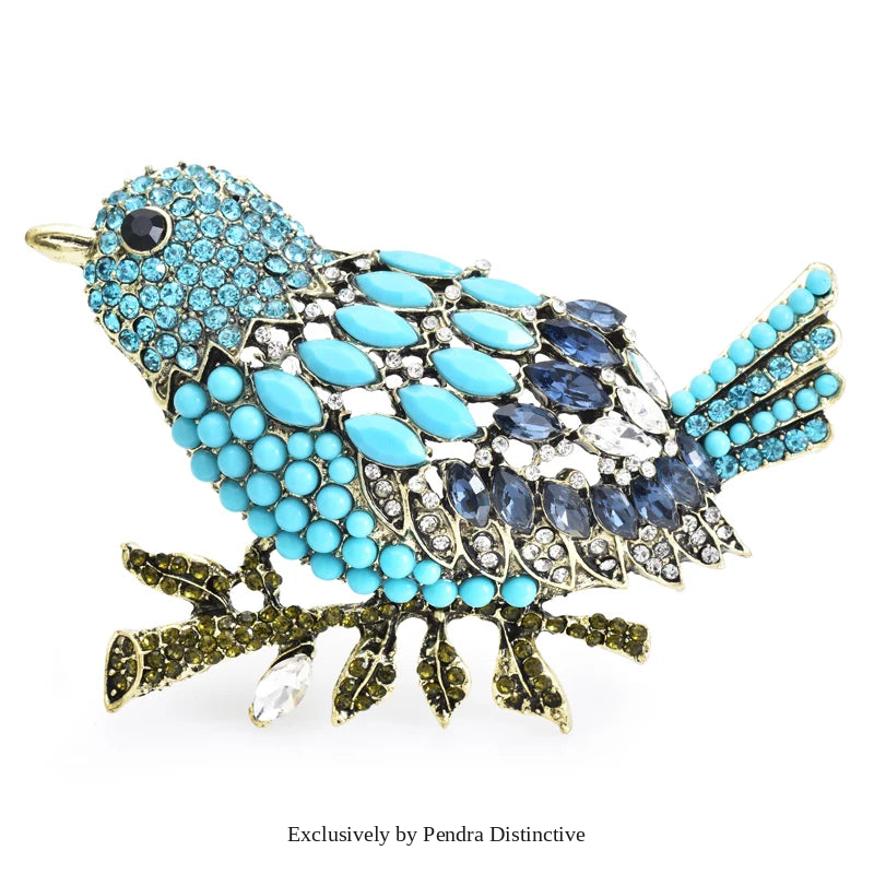 PENDRA Goldenwing Crystal Bird Brooch