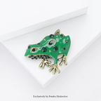 PENDRA Green Enamel Frog Brooch