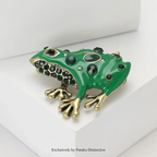 PENDRA Green Enamel Frog Brooch
