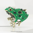 PENDRA Green Enamel Frog Brooch