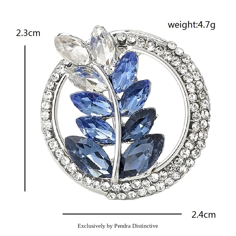 PENDRA Harvest Crystal Wheat Round Brooch