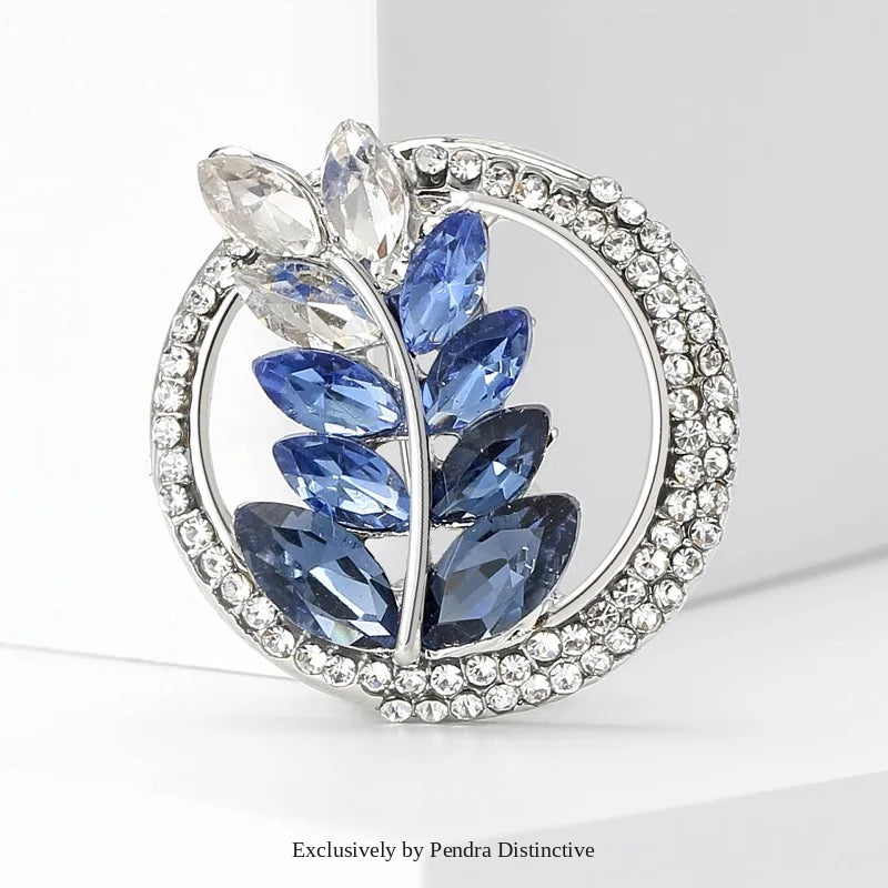 PENDRA Harvest Crystal Wheat Round Brooch