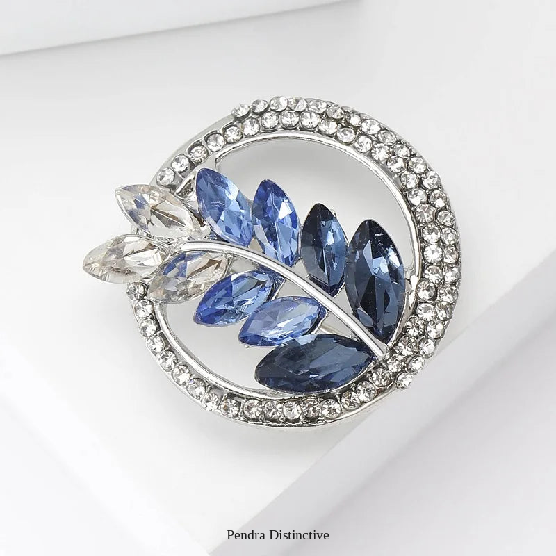 PENDRA Harvest Crystal Wheat Round Brooch