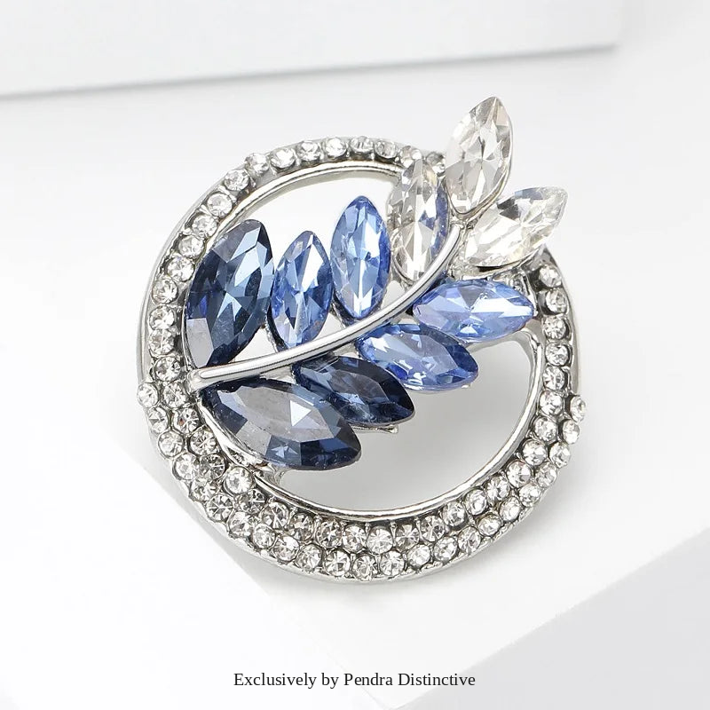 PENDRA Harvest Crystal Wheat Round Brooch