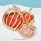 PENDRA Harvest Pumpkin Enamel Rhinestone Brooch
