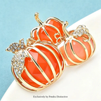 PENDRA Harvest Pumpkin Enamel Rhinestone Brooch