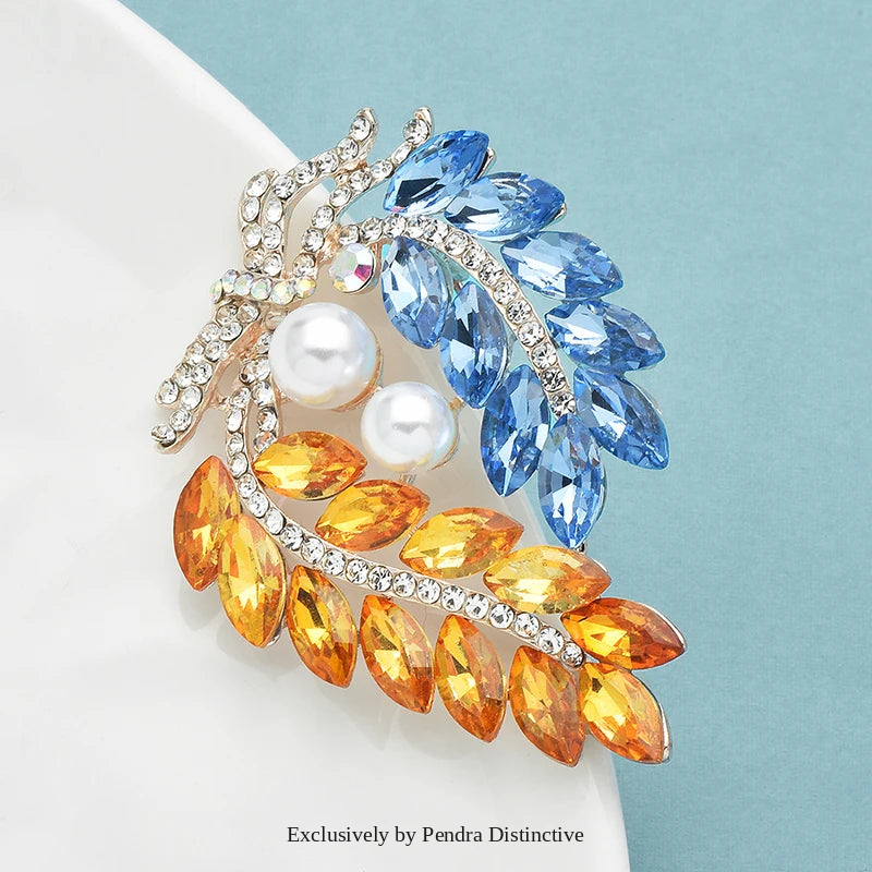 PENDRA Harvest Wheat Crystal Badge Brooch