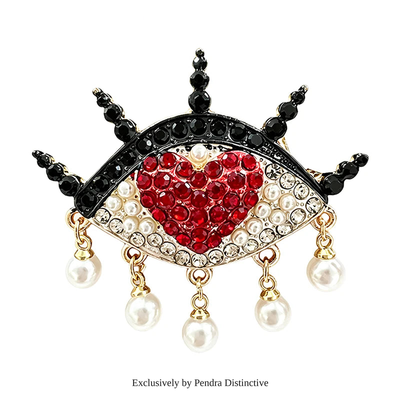 PENDRA Heart Pearl Eye Brooch