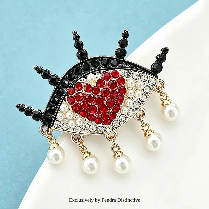 PENDRA Heart Pearl Eye Brooch