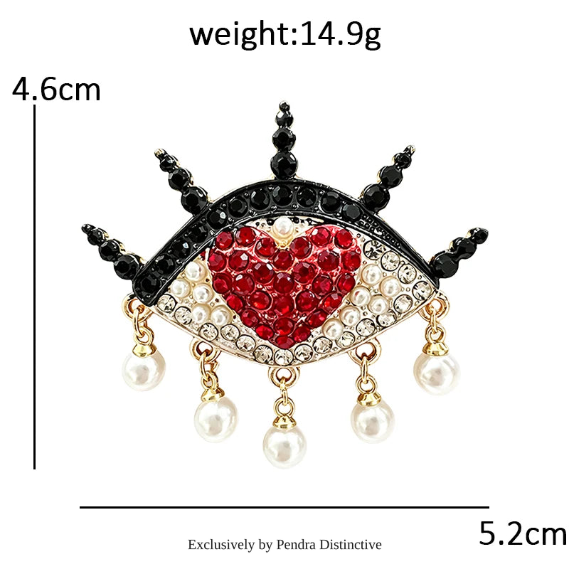 PENDRA Heart Pearl Eye Brooch