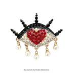 PENDRA Heart Pearl Eye Brooch