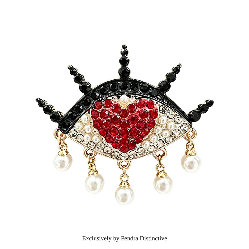 PENDRA Heart Pearl Eye Brooch