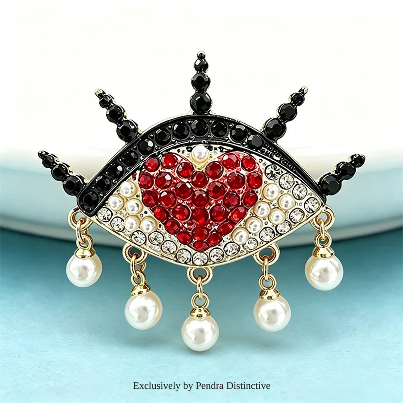 PENDRA Heart Pearl Eye Brooch