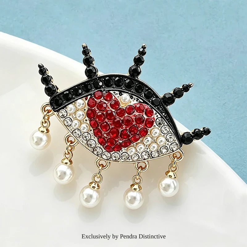 PENDRA Heart Pearl Eye Brooch