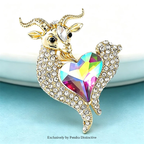 PENDRA Heartgoat Rhinestone Goat Brooch