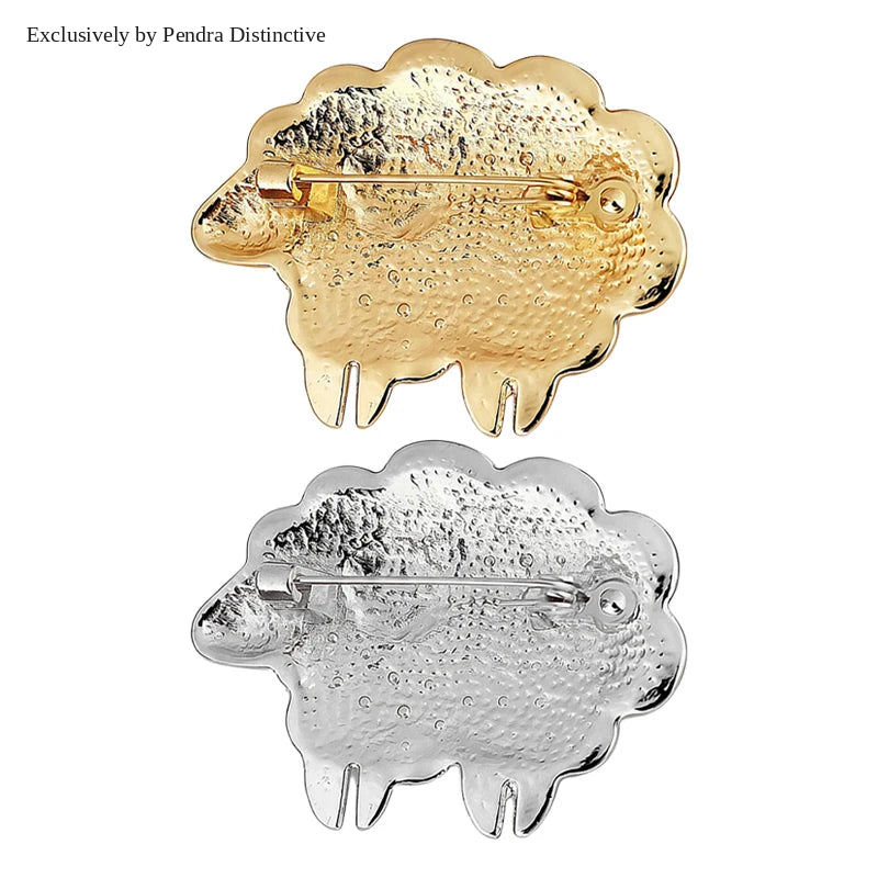 PENDRA Heartwool 2-Color Rhinestone Sheep Brooch