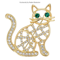 PENDRA Hollow Cat Rhinestone Brooch