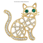 PENDRA Hollow Cat Rhinestone Brooch