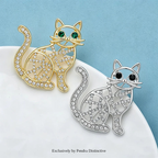 PENDRA Hollow Cat Rhinestone Brooch