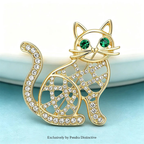 PENDRA Hollow Cat Rhinestone Brooch