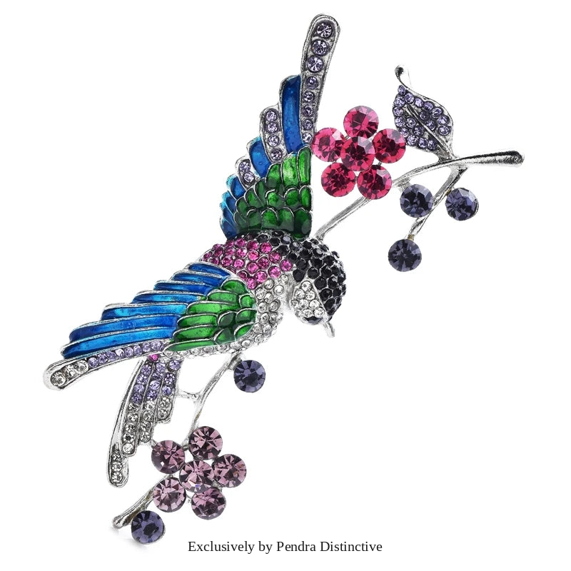 PENDRA Hummingara Full-Crystal Hummingbird Brooch