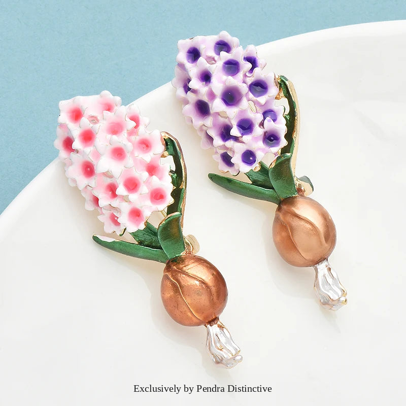 PENDRA Hyacintha Two-Tone Enamel Flower Brooch