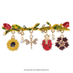 PENDRA Insectflora Cute Insect and Flower Brooch