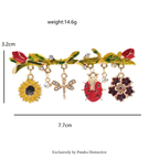 PENDRA Insectflora Cute Insect and Flower Brooch