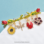 PENDRA Insectflora Cute Insect and Flower Brooch