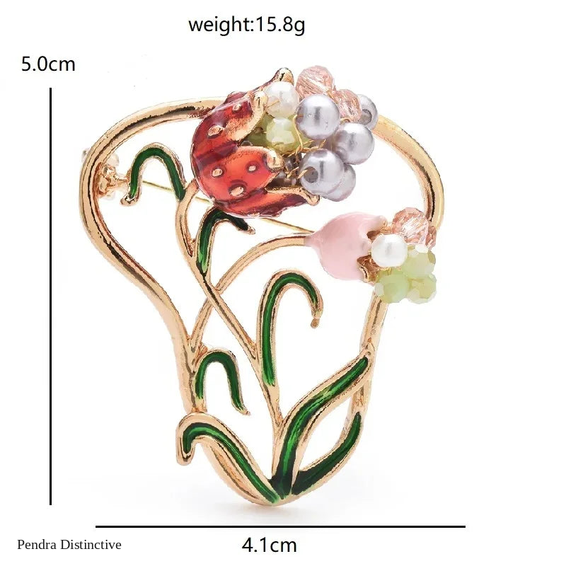 PENDRA Insectflora Insect and Flower Brooch