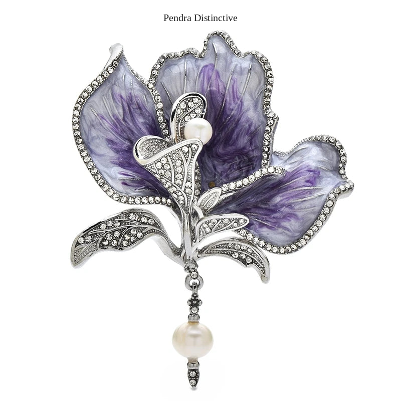 PENDRA Iriselle Elegant Iris Flower Brooch
