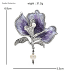 PENDRA Iriselle Elegant Iris Flower Brooch