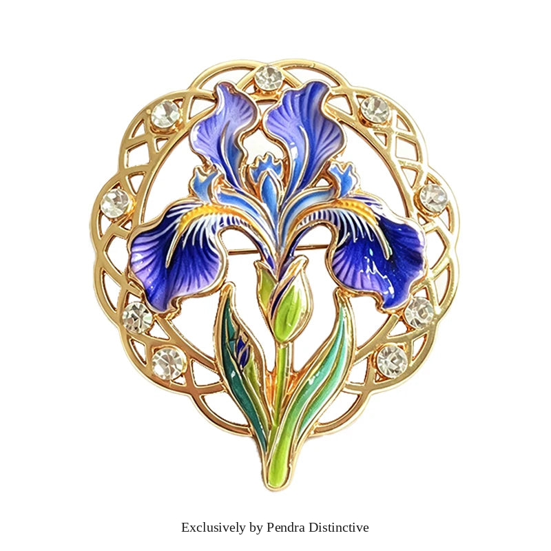 PENDRA Iriselle Famous Painting Iris Flower Brooch